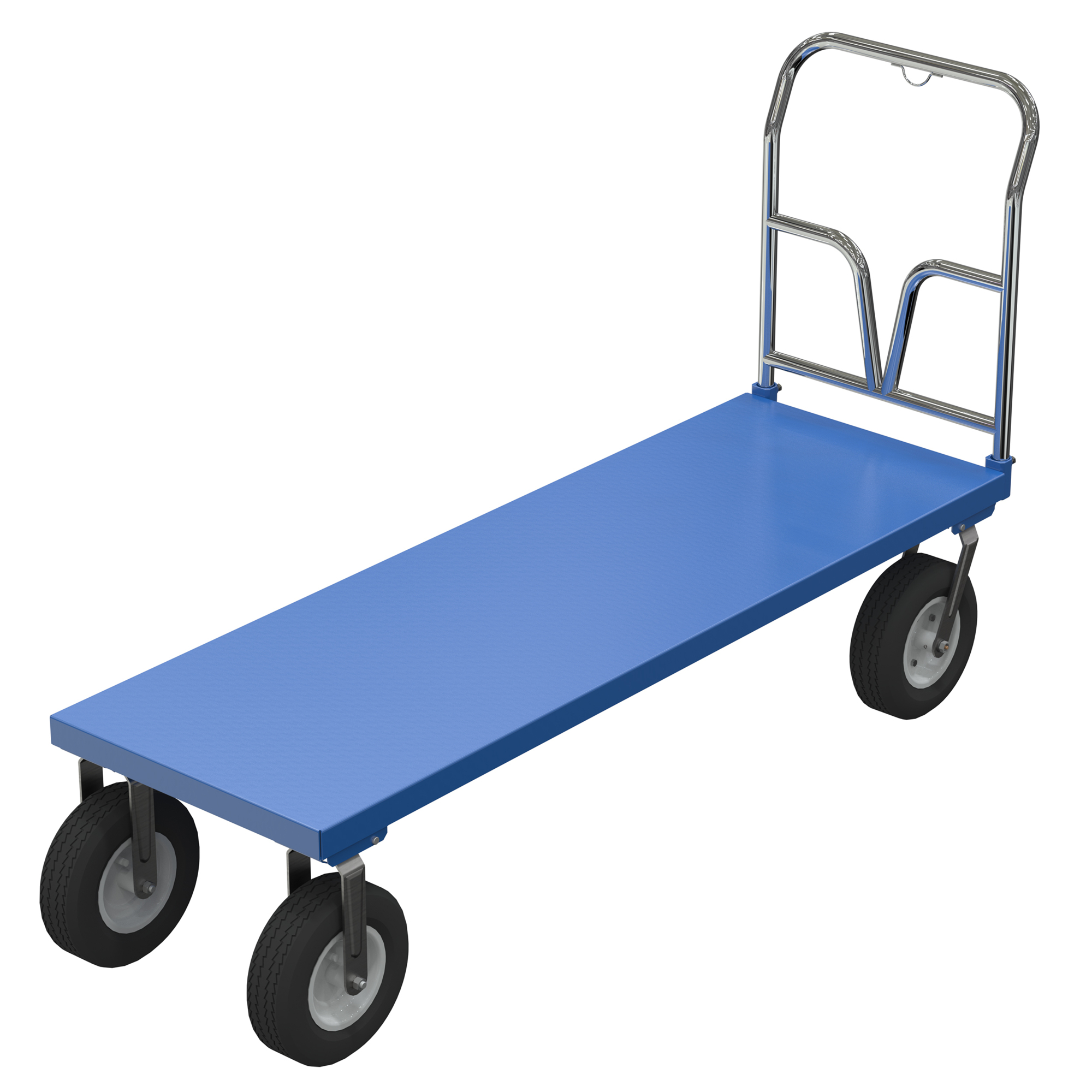 Vestil Steel Pneumatic Tire Platform Cart 76-1/2 In. x 24 In. x 46-5/16 In. 1,500 Lb. Capacity Blue